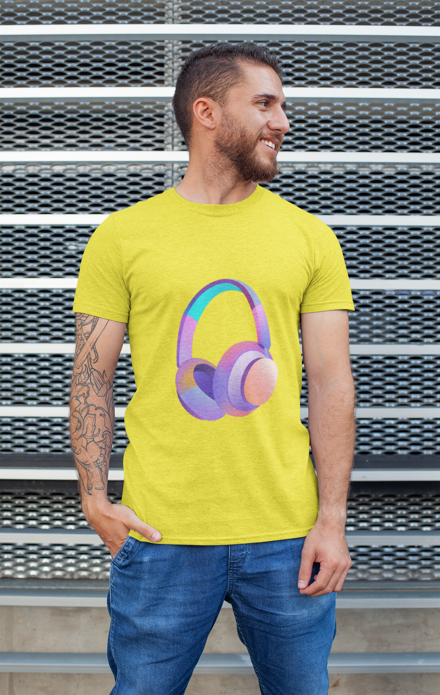 Headphones Mens Half Sleeves T-shirt- FunkyTeesClub