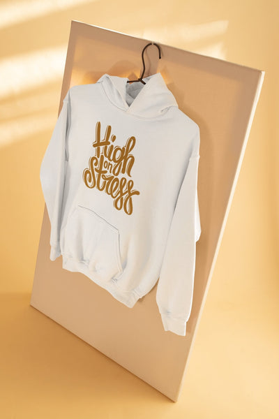 High On Stress Typography Men Hoodies-FunkyTeesClub - Funky Tees Club