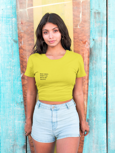 Bad Vibes Minimals Women Crop Top- FunkyTeesClub