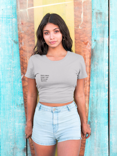 Bad Vibes Minimals Women Crop Top- FunkyTeesClub