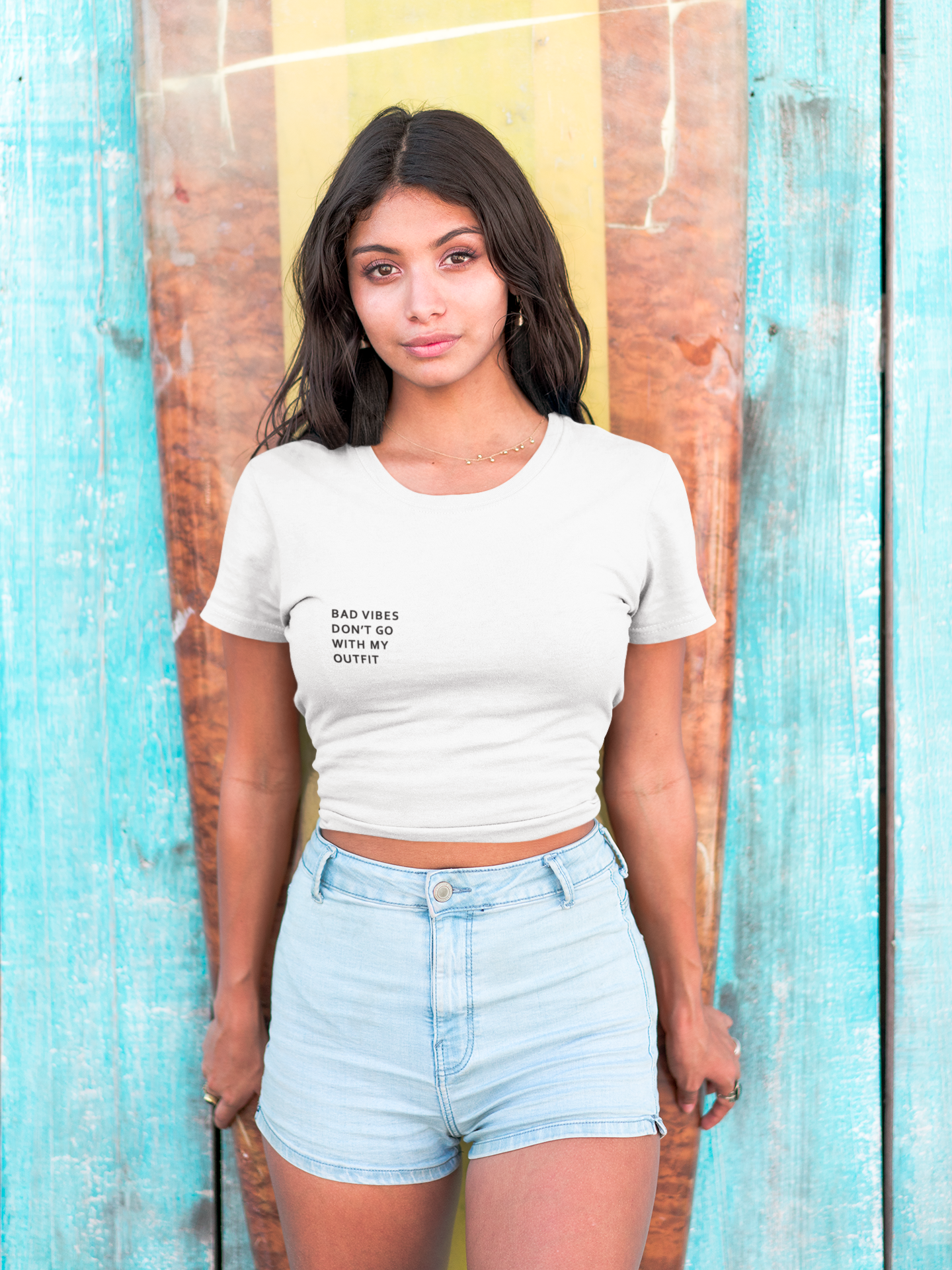 Bad Vibes Minimals Women Crop Top- FunkyTeesClub