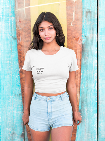 Bad Vibes Minimals Women Crop Top- FunkyTeesClub