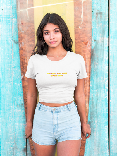 Having The Time Of My Life Minimals Women Crop Top- FunkyTeesClub