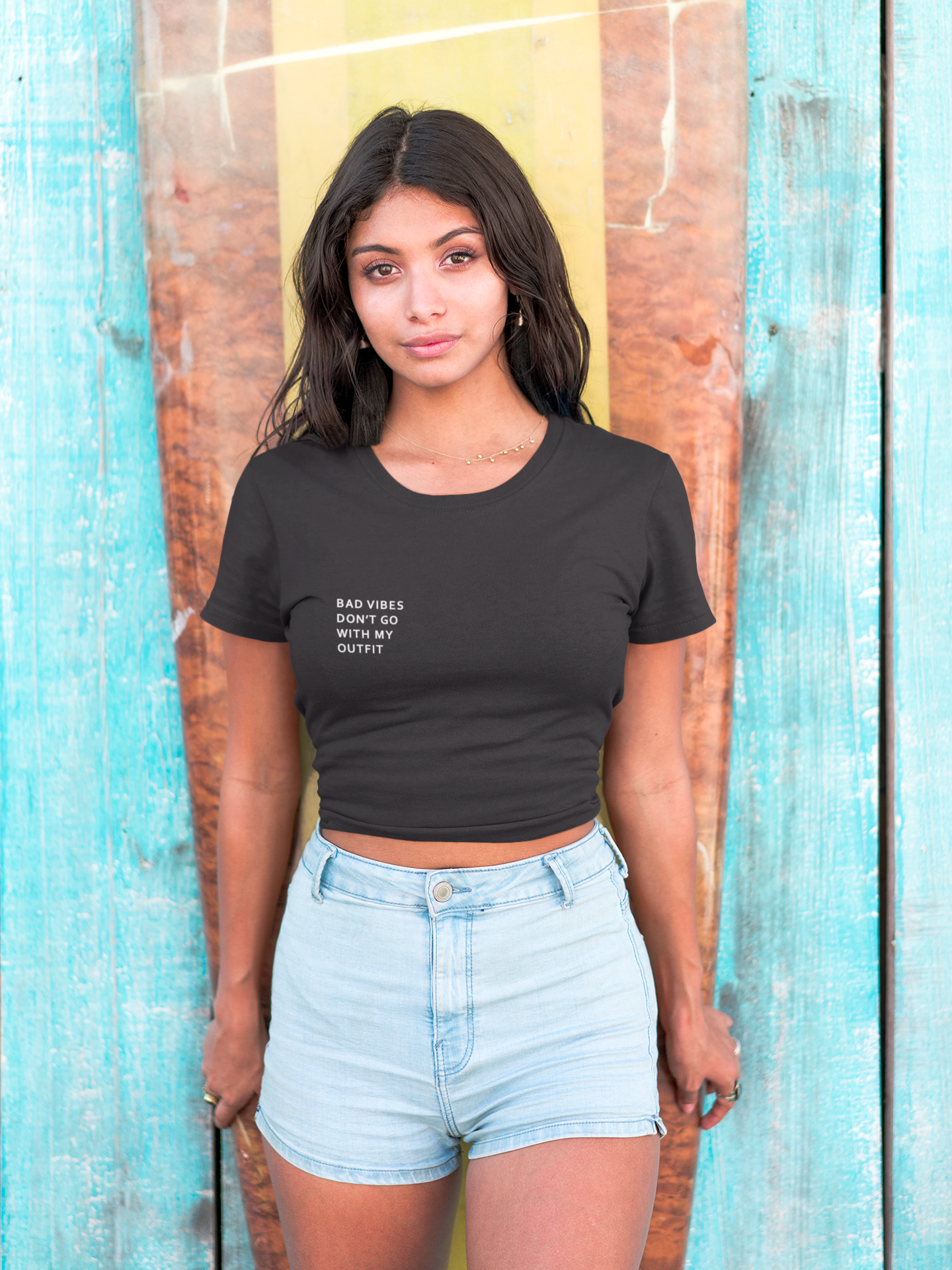Bad Vibes Minimals Women Crop Top- FunkyTeesClub