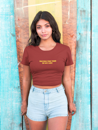 Having The Time Of My Life Minimals Women Crop Top- FunkyTeesClub