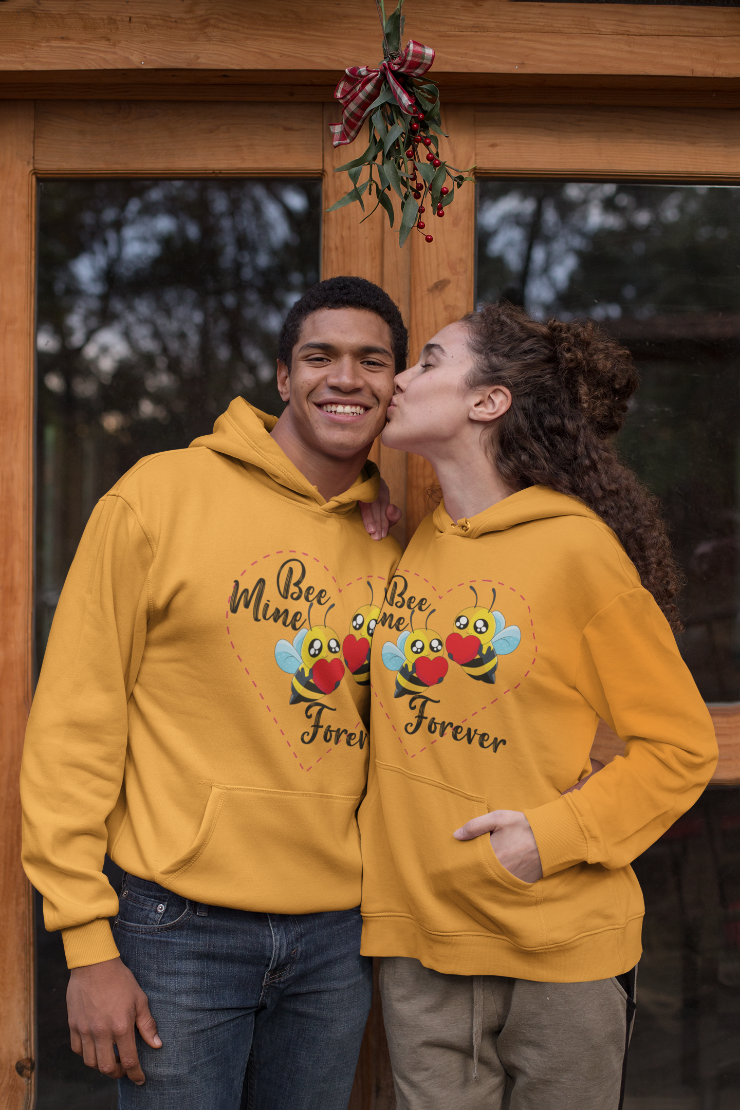 Bee Mine Couple Hoodie-FunkyTeesClub