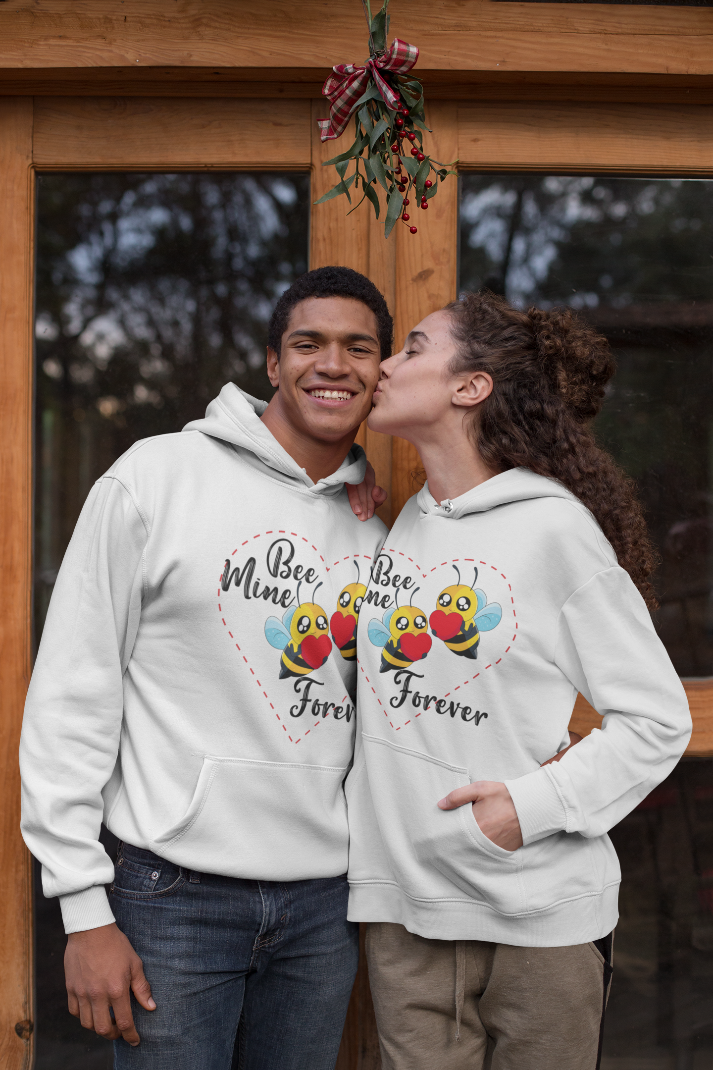 Bee Mine Couple Hoodie-FunkyTeesClub