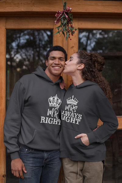 Mrs Mr Always Right Couple Hoodie-FunkyTeesClub