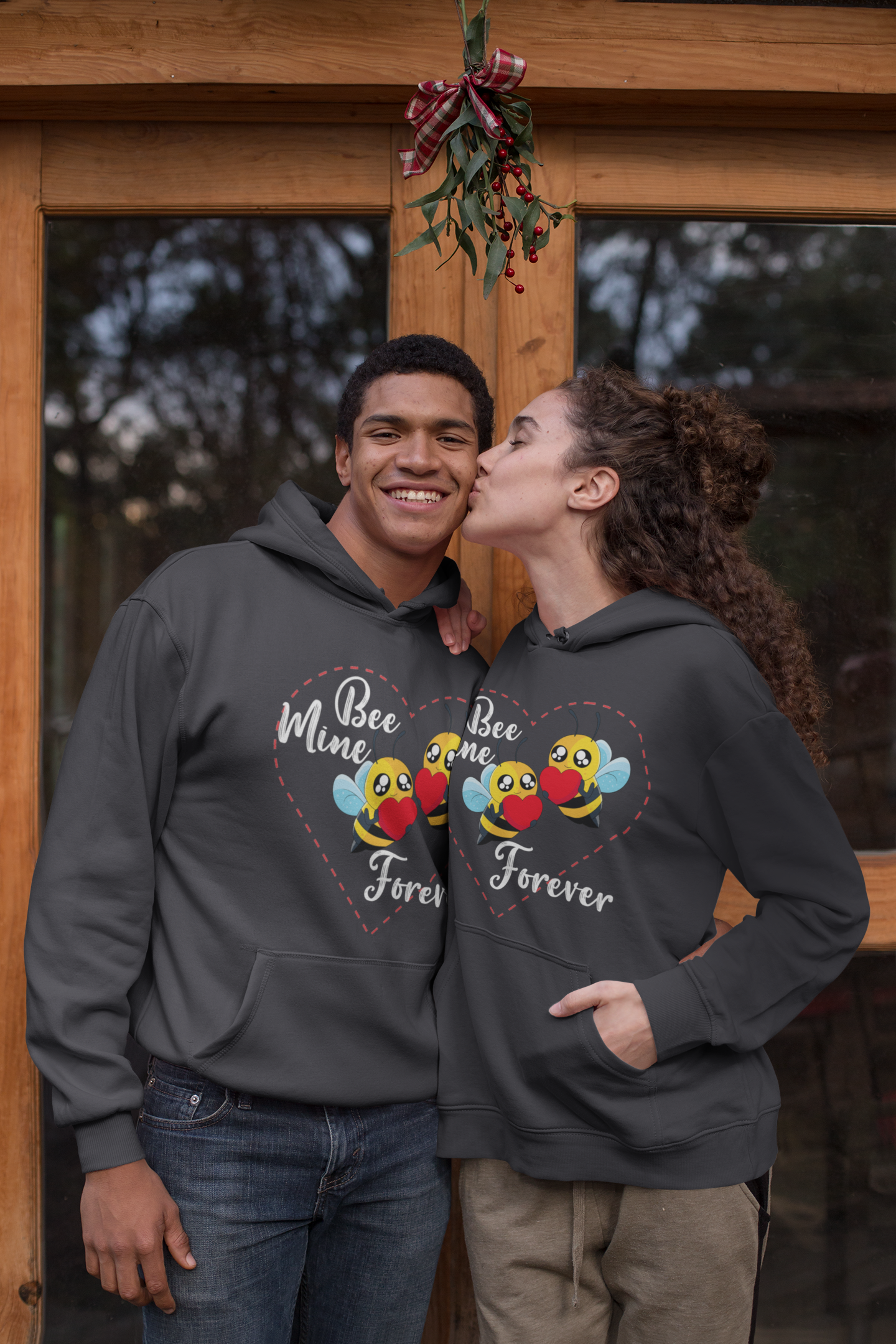 Bee Mine Couple Hoodie-FunkyTeesClub