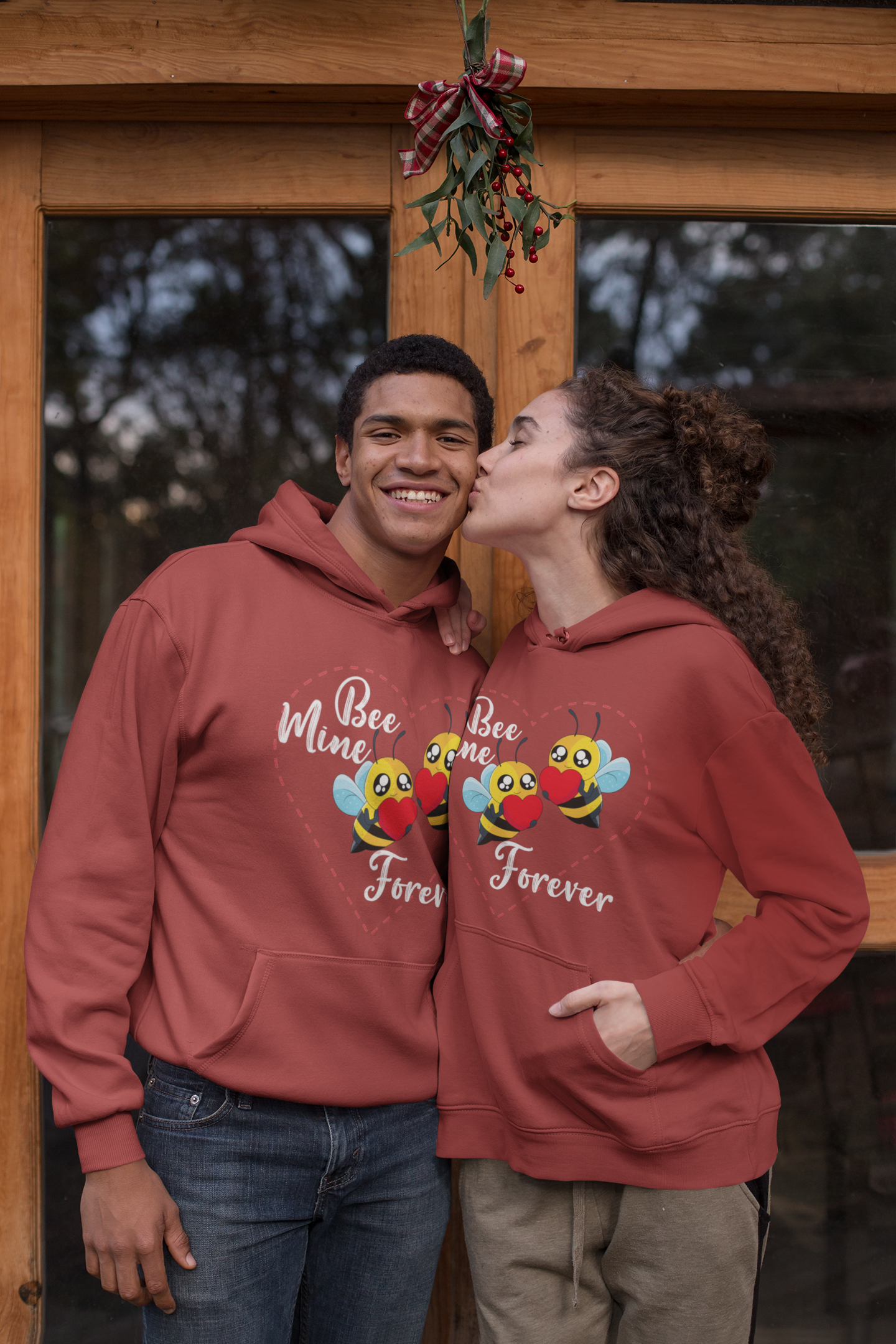 Bee Mine Couple Hoodie-FunkyTeesClub