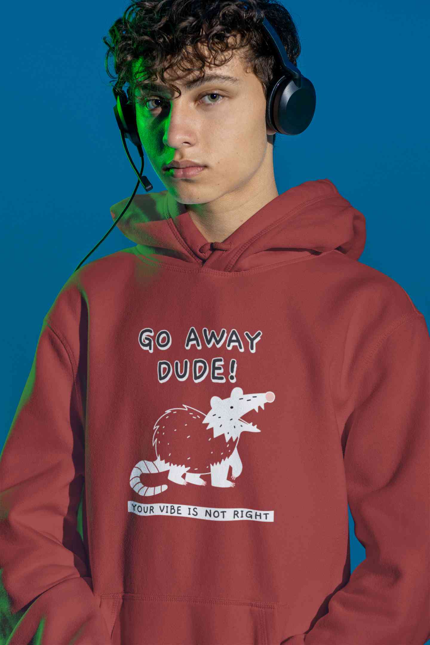 Go Away Dude Your Vibe Is Not Right Funny Men Hoodies-FunkyTeesClub