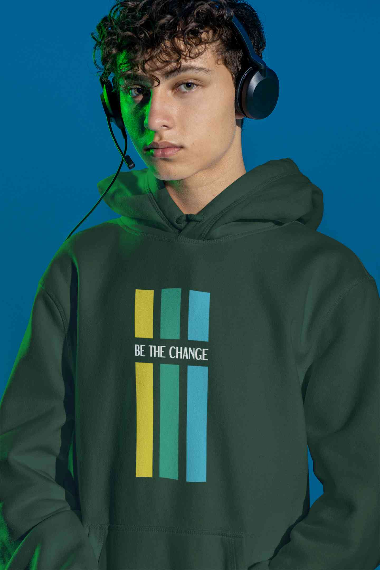 Be The Change Typography Men Hoodies-FunkyTeesClub