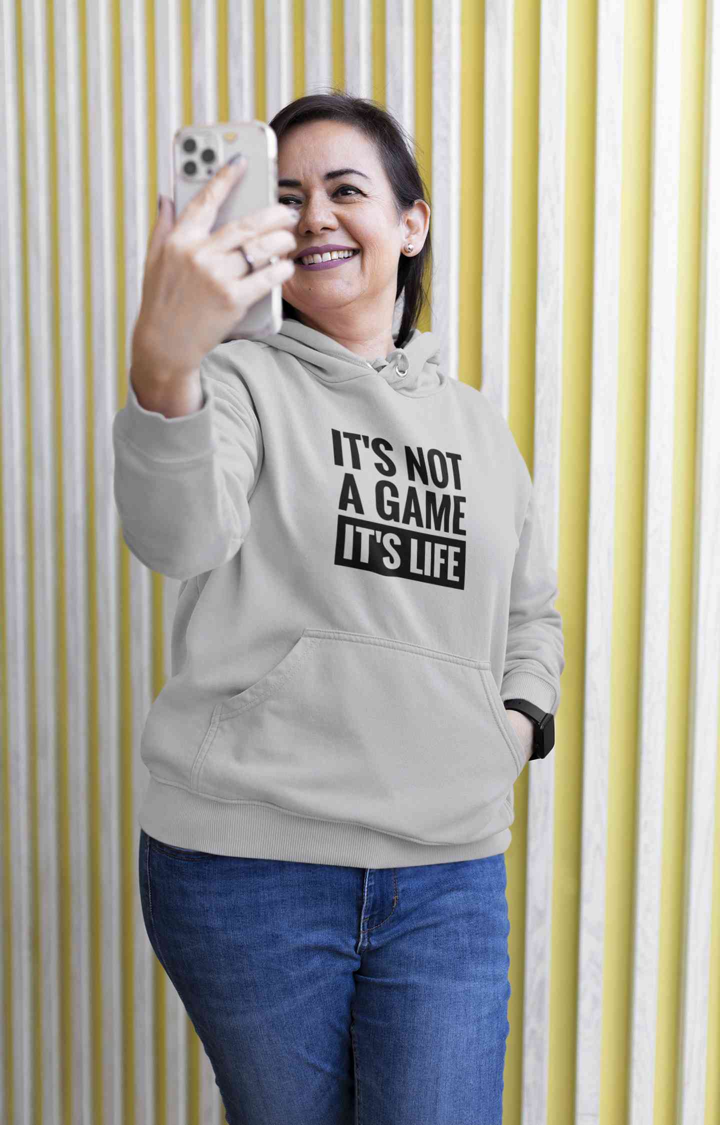 Its Not A Game Its Life Typography Hoodies for Women-FunkyTeesClub