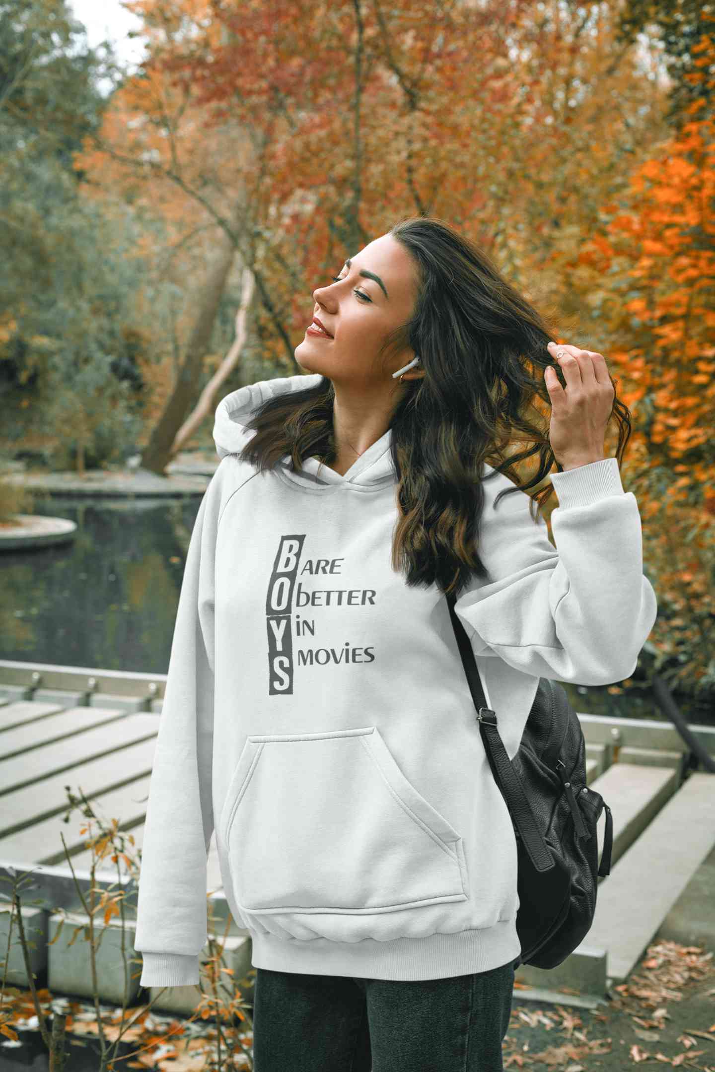 Boys Are Better In Movies Typography Hoodies for Women-FunkyTeesClub