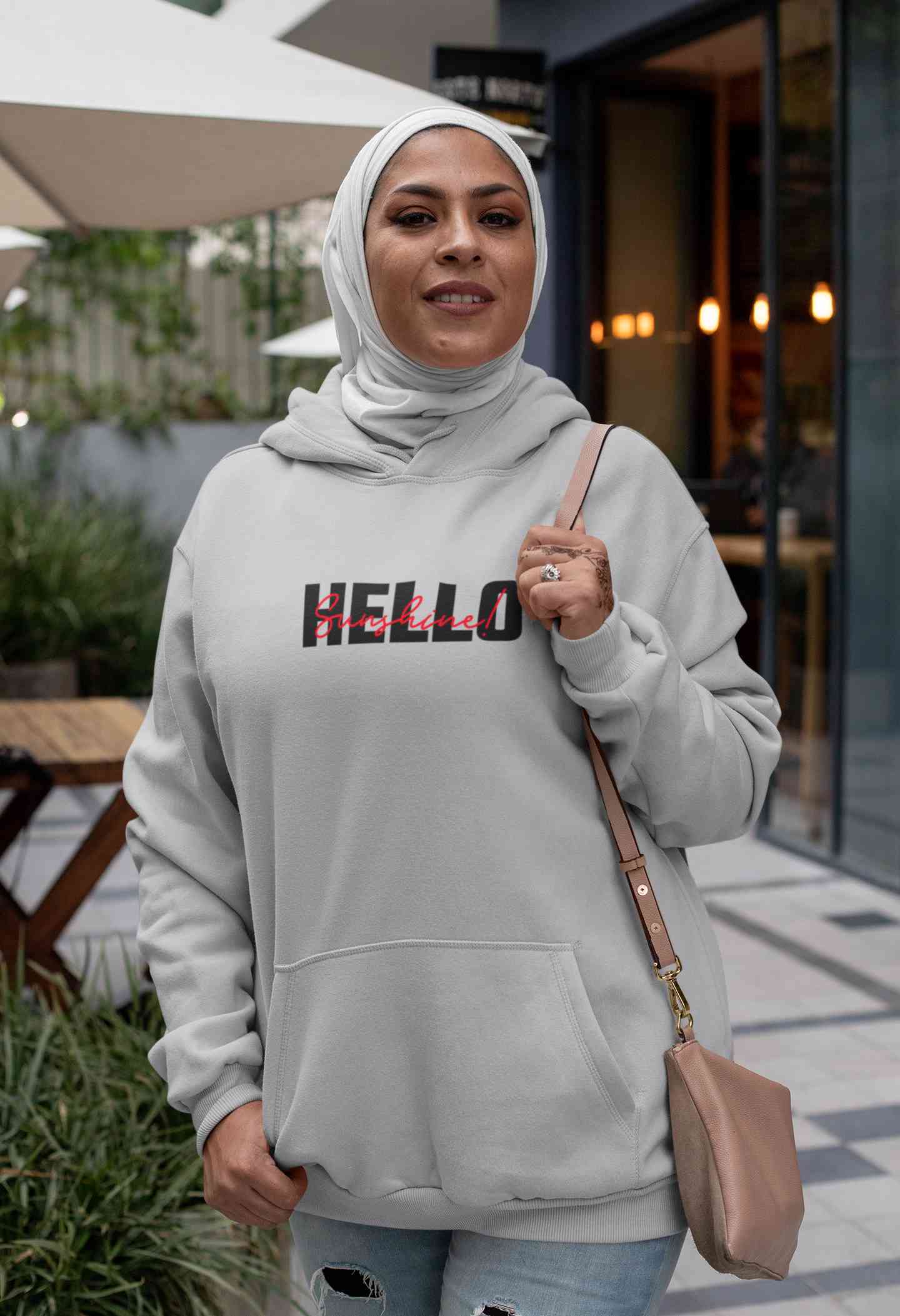 Hello Sunshine Minimals Hoodies for Women-FunkyTeesClub