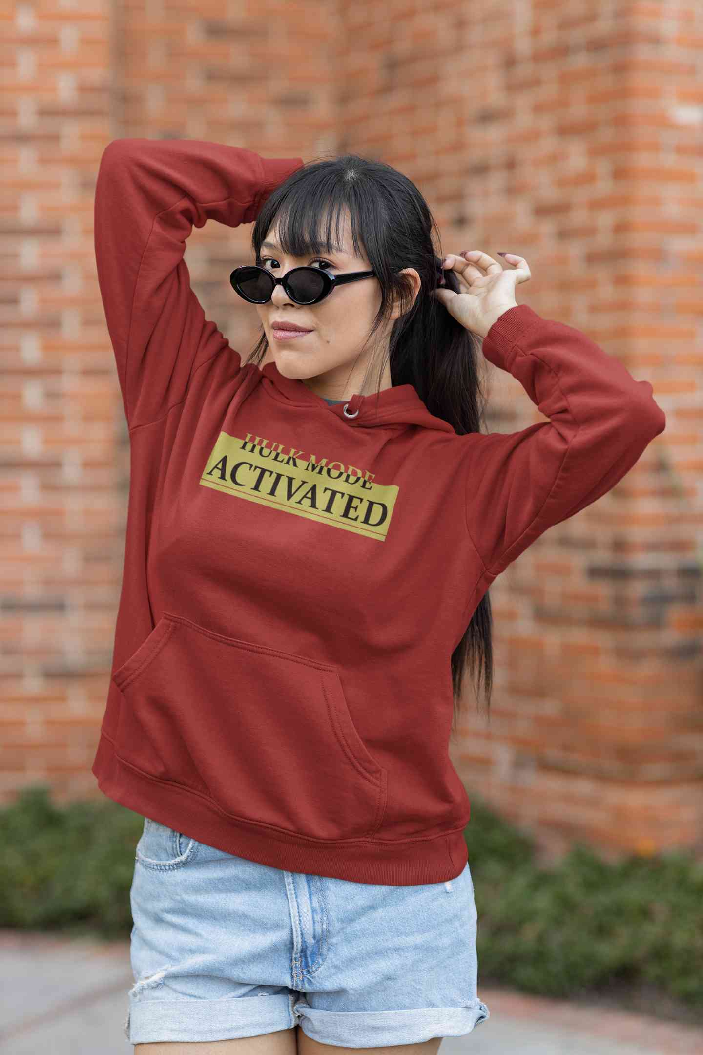 Hulk Mode Activated Typography Hoodies for Women-FunkyTeesClub