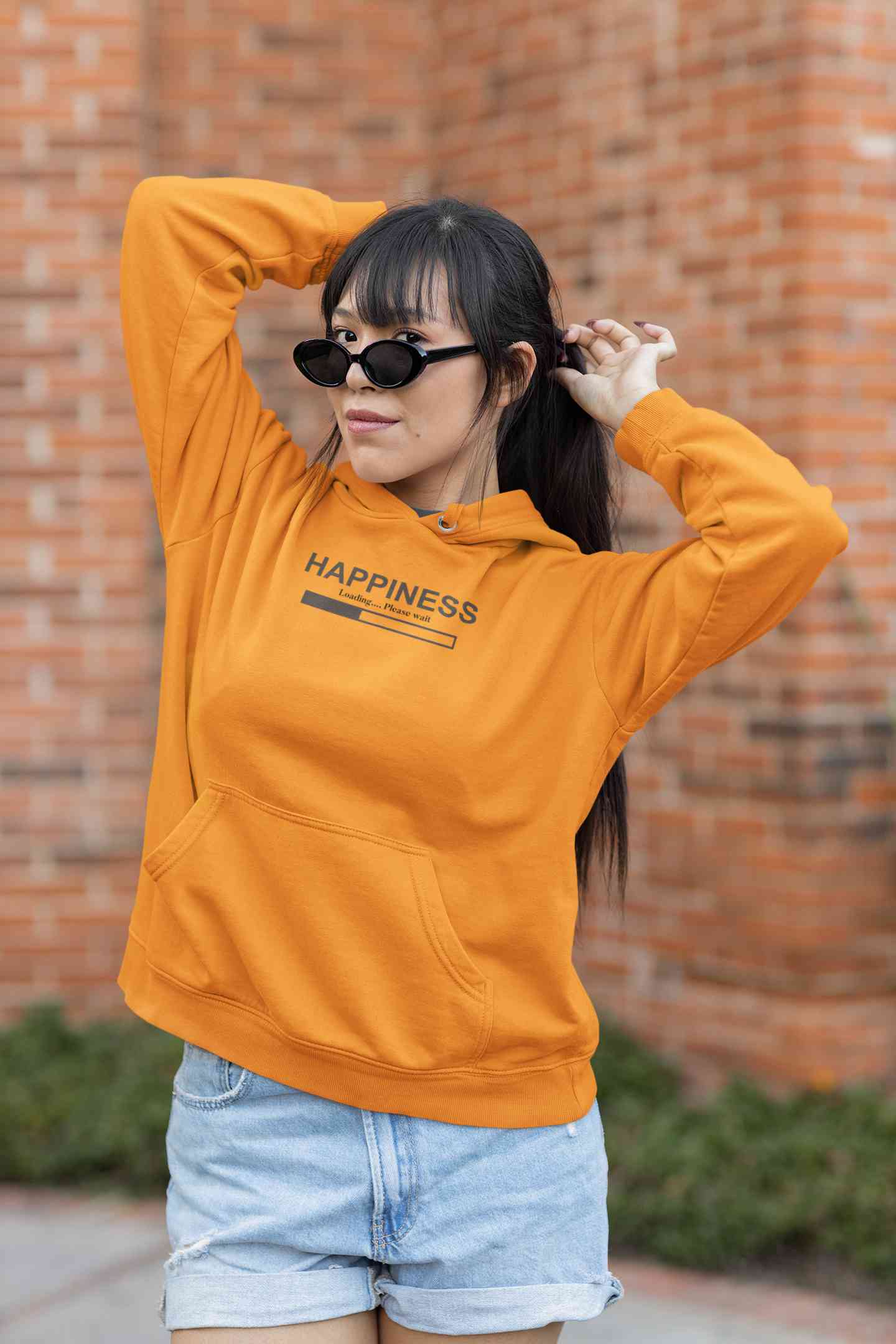 Happiness Is Loading Minimals Hoodies for Women-FunkyTeesClub