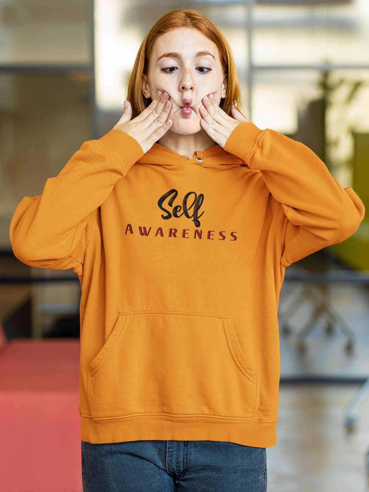 Self Awareness Typography Hoodies for Women-FunkyTeesClub
