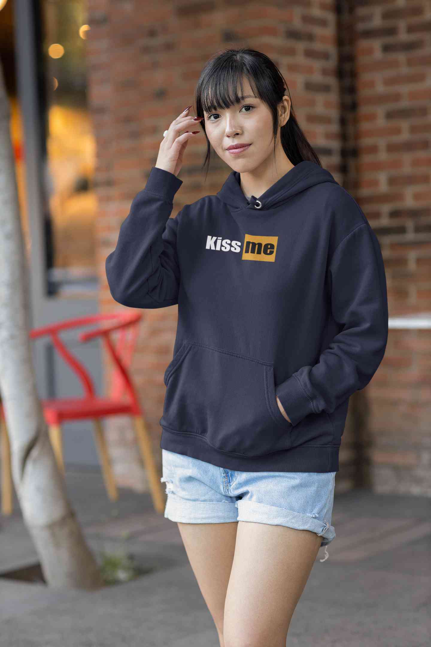 Kiss Me Minimals Hoodies for Women-FunkyTeesClub