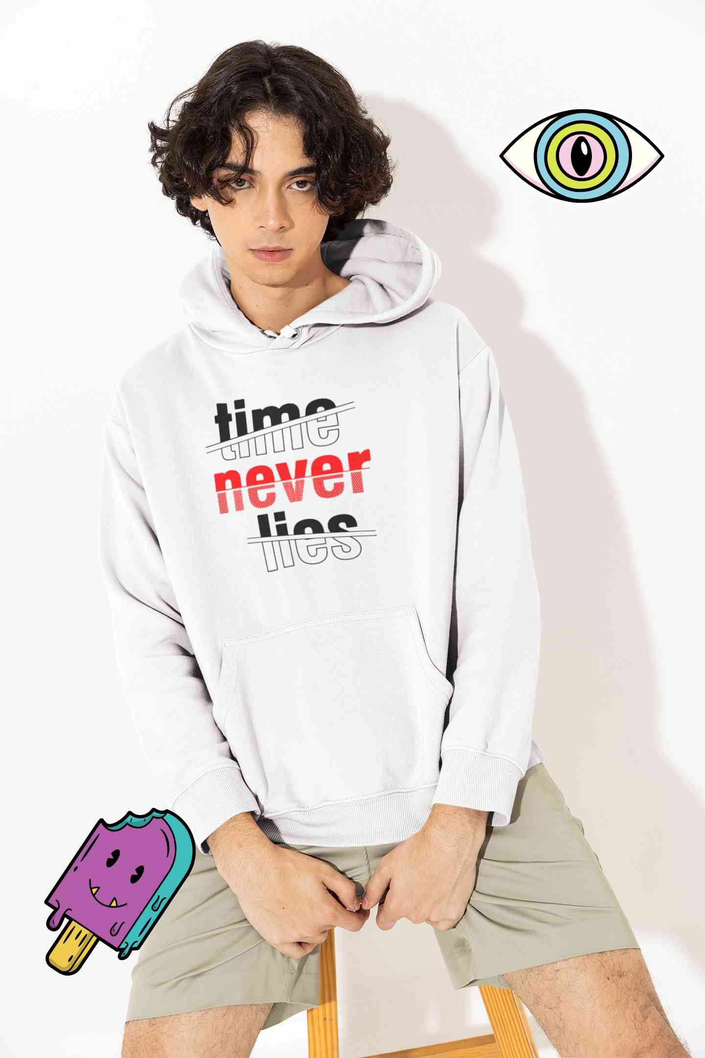 Time Never Lies Typography Men Hoodies-FunkyTeesClub