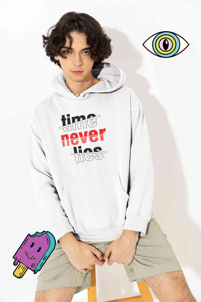 Time Never Lies Typography Men Hoodies-FunkyTeesClub