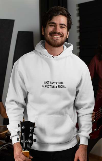 Not Antisocial Selectively Social Men Hoodies-FunkyTeesClub