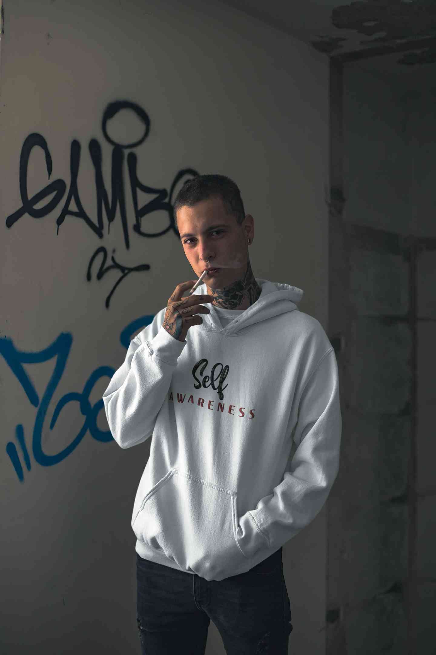 Self Awareness Typography Men Hoodies-FunkyTeesClub