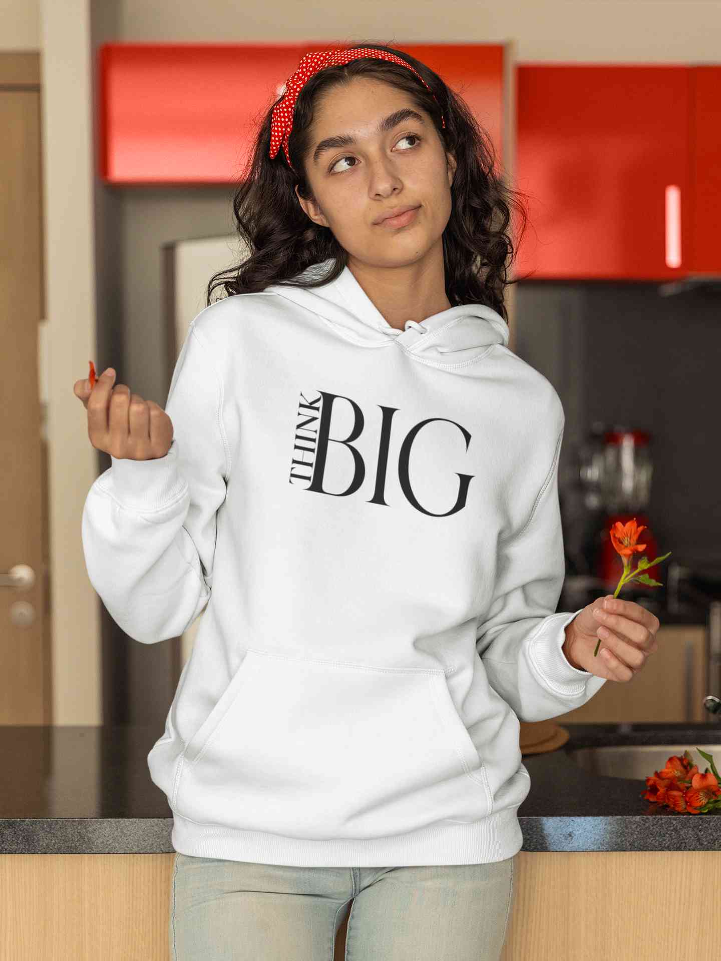 Think Big Typography Hoodies for Women-FunkyTeesClub