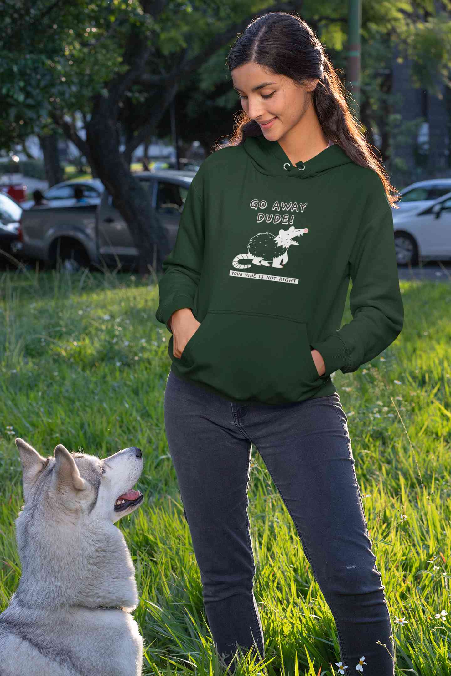 Go Away Dude Your Vibe Is Not Right Funny Hoodies for Women-FunkyTeesClub