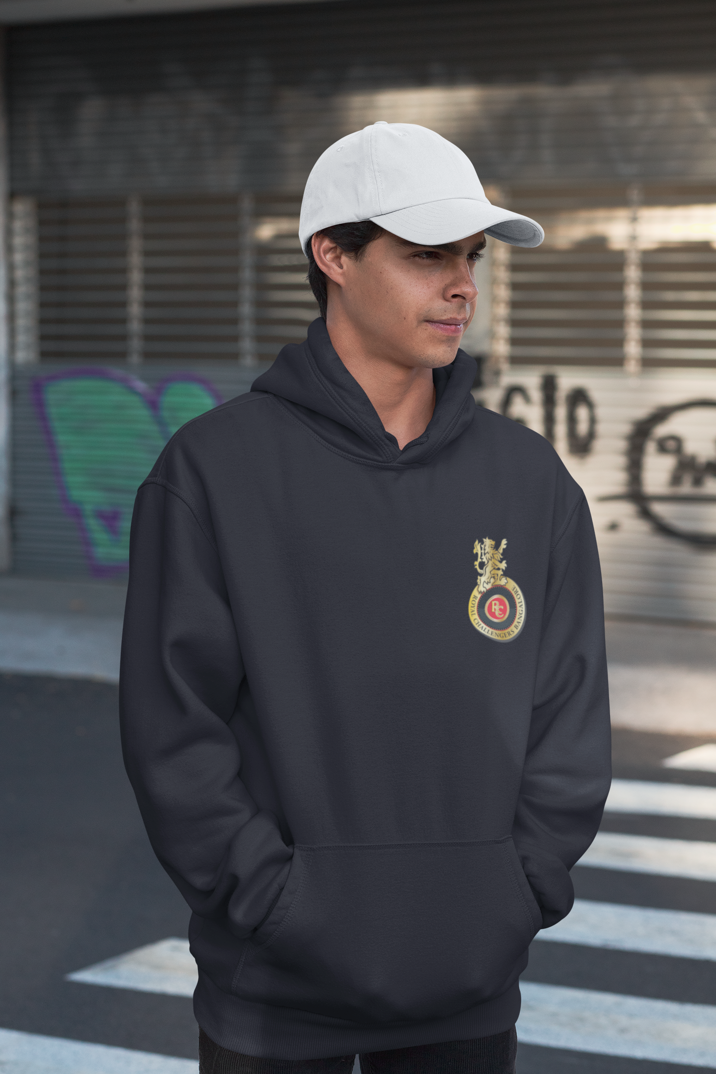 Rcb Logo Side Pocket Men Hoodies-FunkyTeesClub