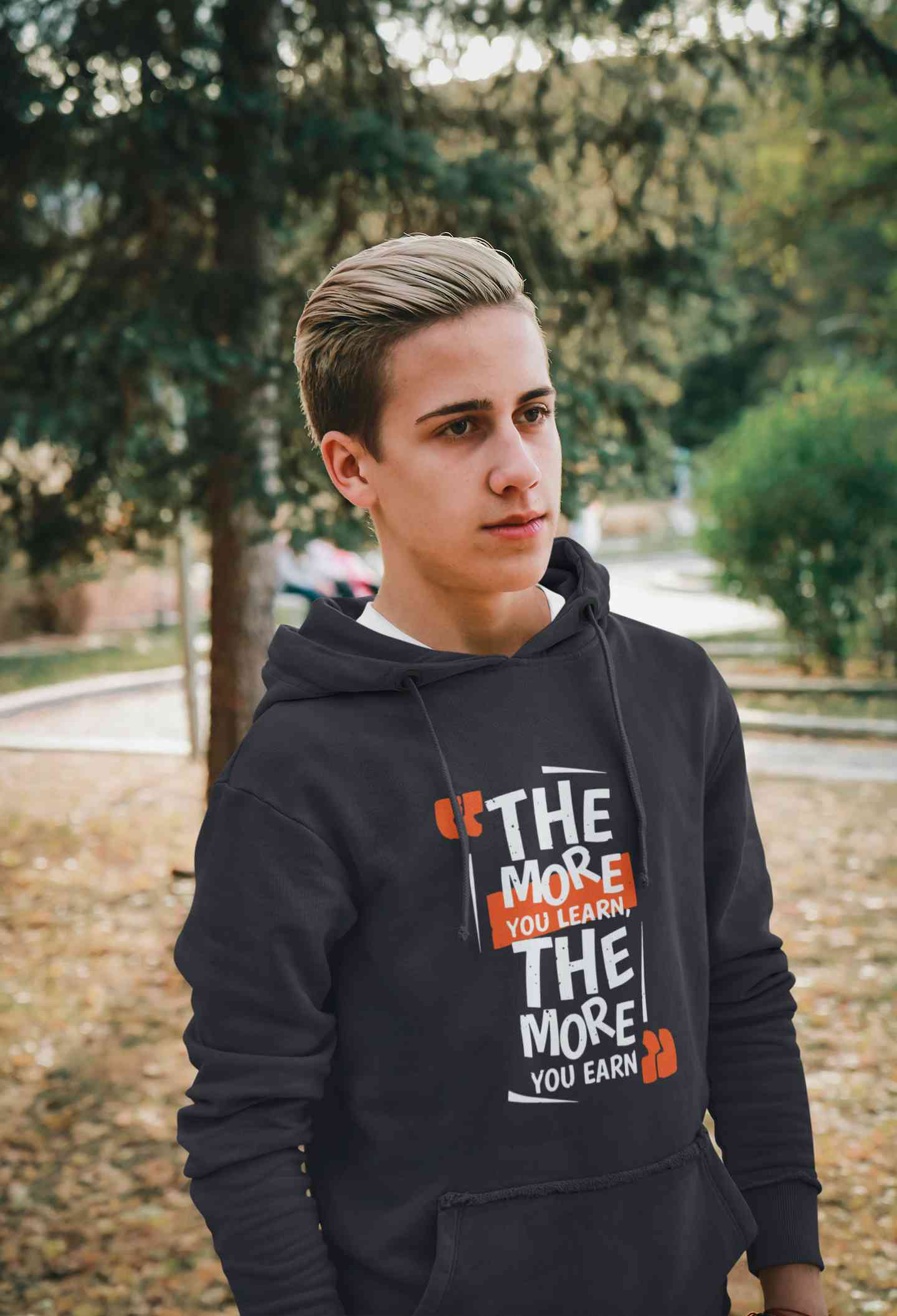 The More You Learn The More You Earn Typography Men Hoodies-FunkyTeesClub