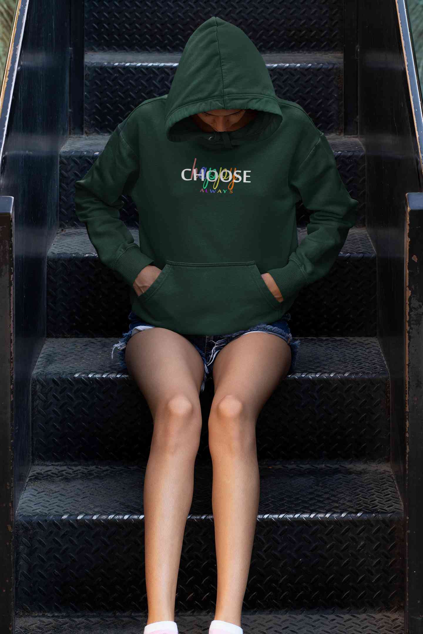 Choose Happy Always Hoodies for Women-FunkyTeesClub