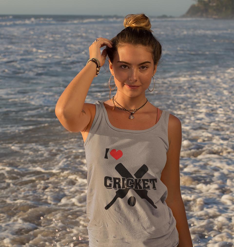 I Love Cricket Women Tank Top-FunkyTeesClub - FunkyTeesClub