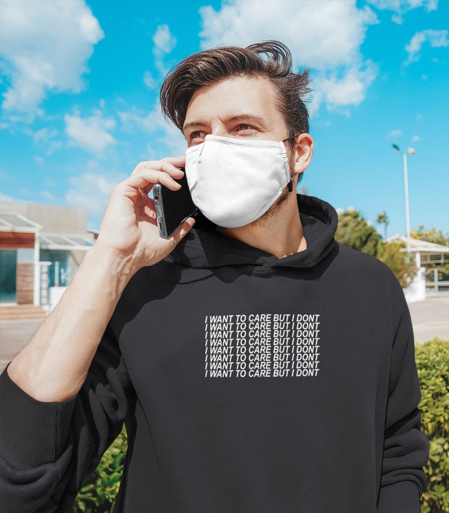 I Want To Care But I Dont Men Hoodies-FunkyTeesClub - Funky Tees Club