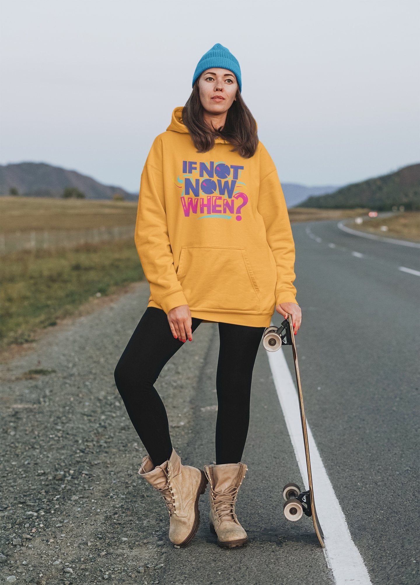 If Not Now When Typography Hoodies for Women-FunkyTeesClub - Funky Tees Club