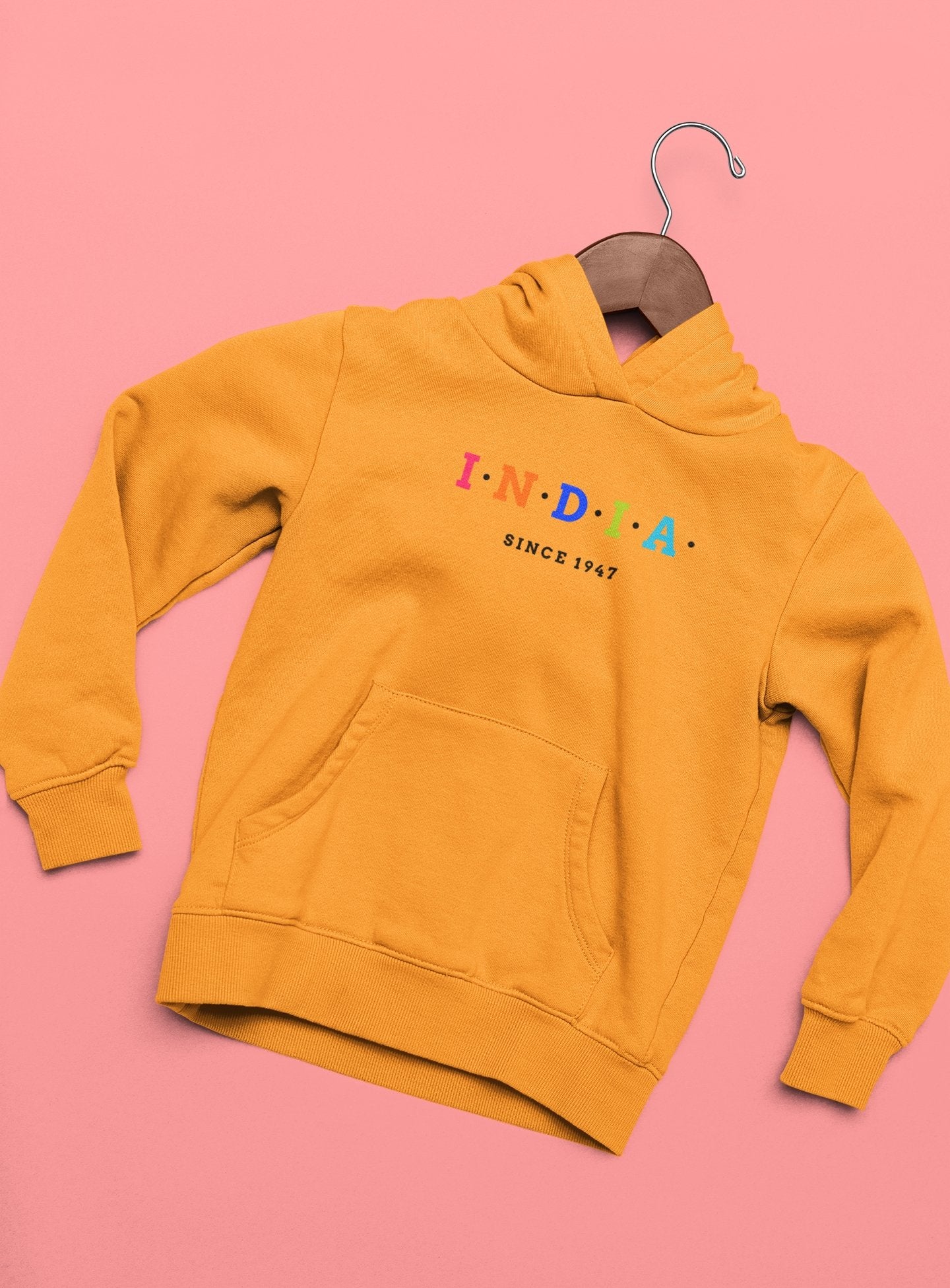 India Since 1947 Typography Hoodies for Women-FunkyTeesClub - Funky Tees Club