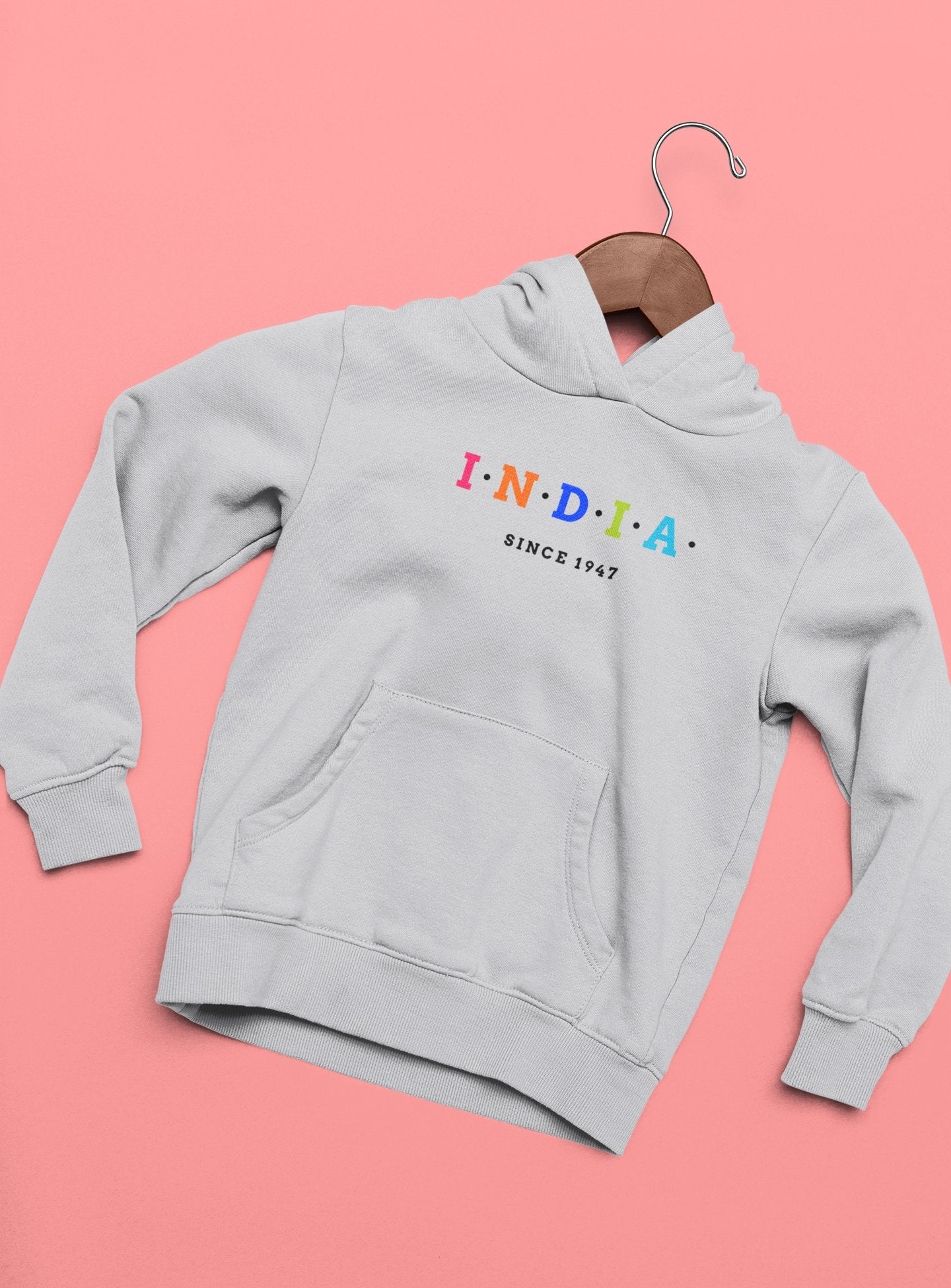 India Since 1947 Typography Hoodies for Women-FunkyTeesClub - Funky Tees Club