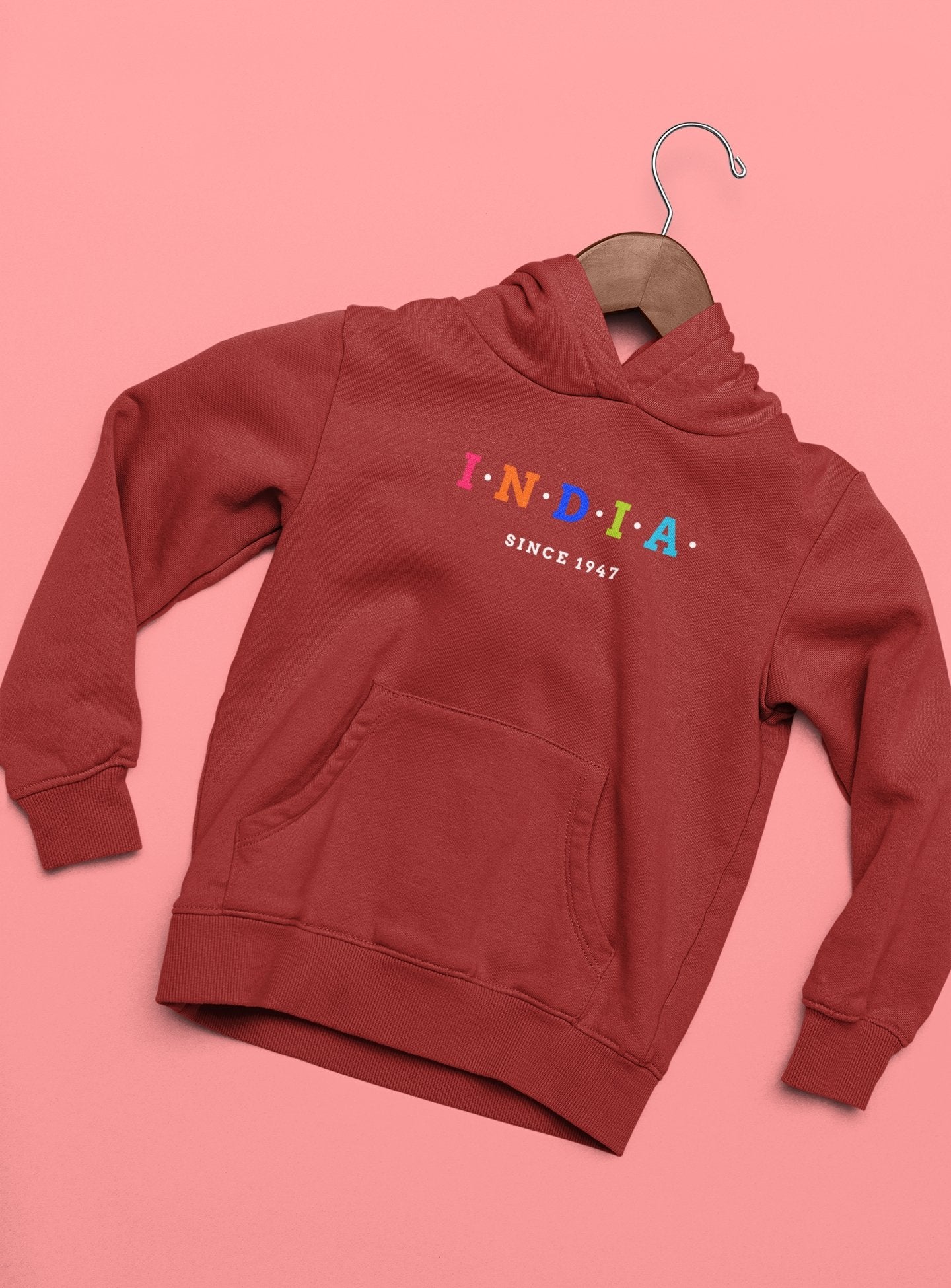 India Since 1947 Typography Hoodies for Women-FunkyTeesClub - Funky Tees Club