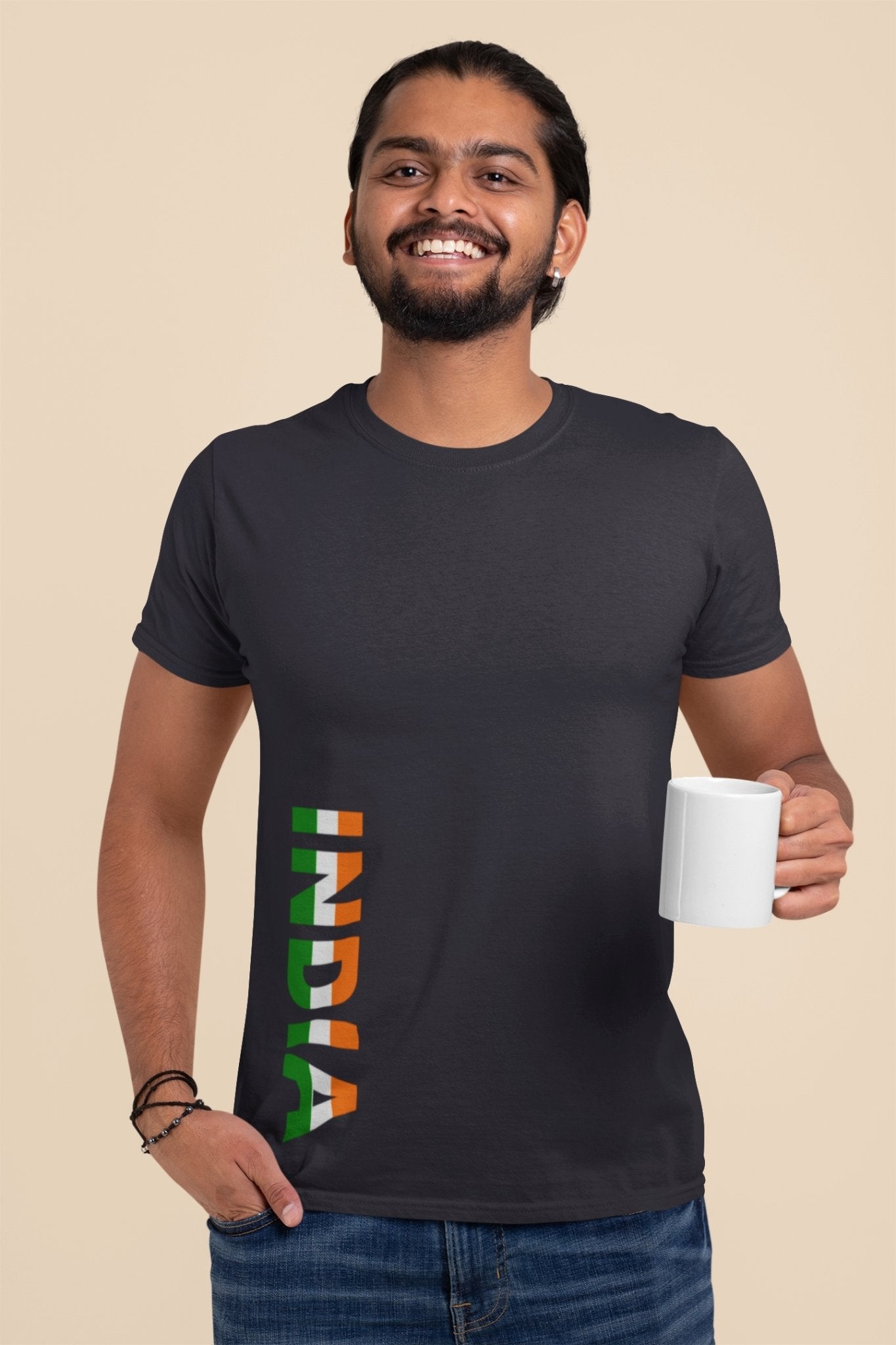 India Typography Mens Half Sleeves T-shirt- FunkyTeesClub - Funky Tees Club