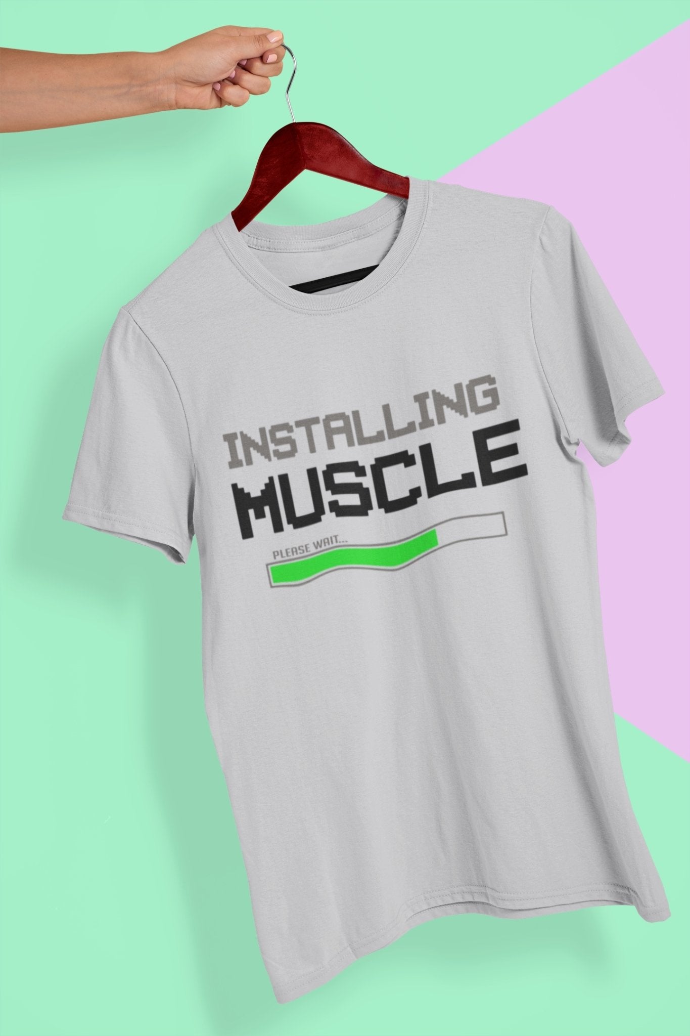 Installing Muscles Gym And Workout Mens Half Sleeves T-shirt- FunkyTeesClub - Funky Tees Club