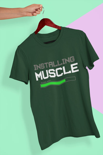 Installing Muscles Gym And Workout Mens Half Sleeves T-shirt- FunkyTeesClub - Funky Tees Club