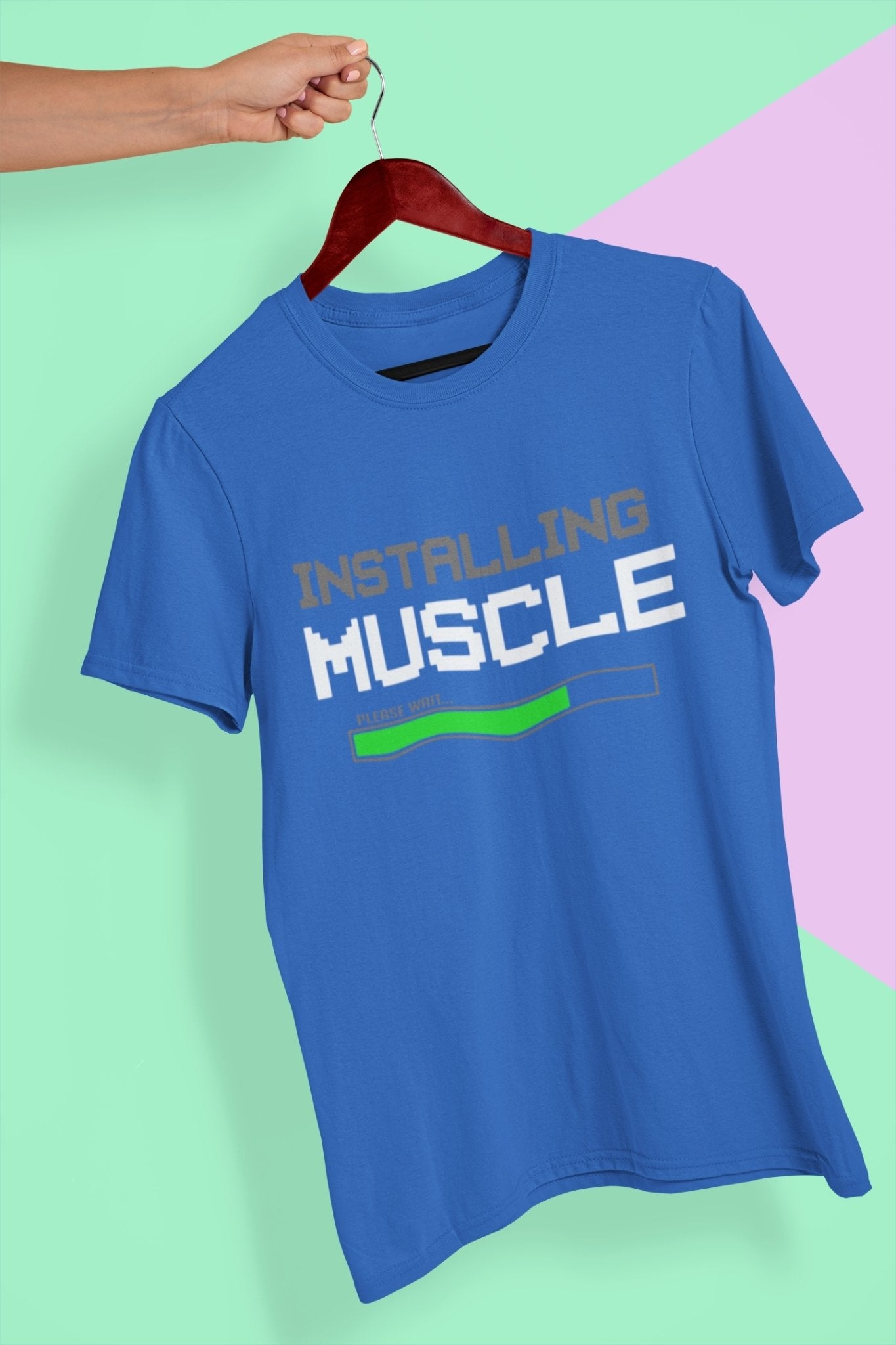 Installing Muscles Gym And Workout Mens Half Sleeves T-shirt- FunkyTeesClub - Funky Tees Club