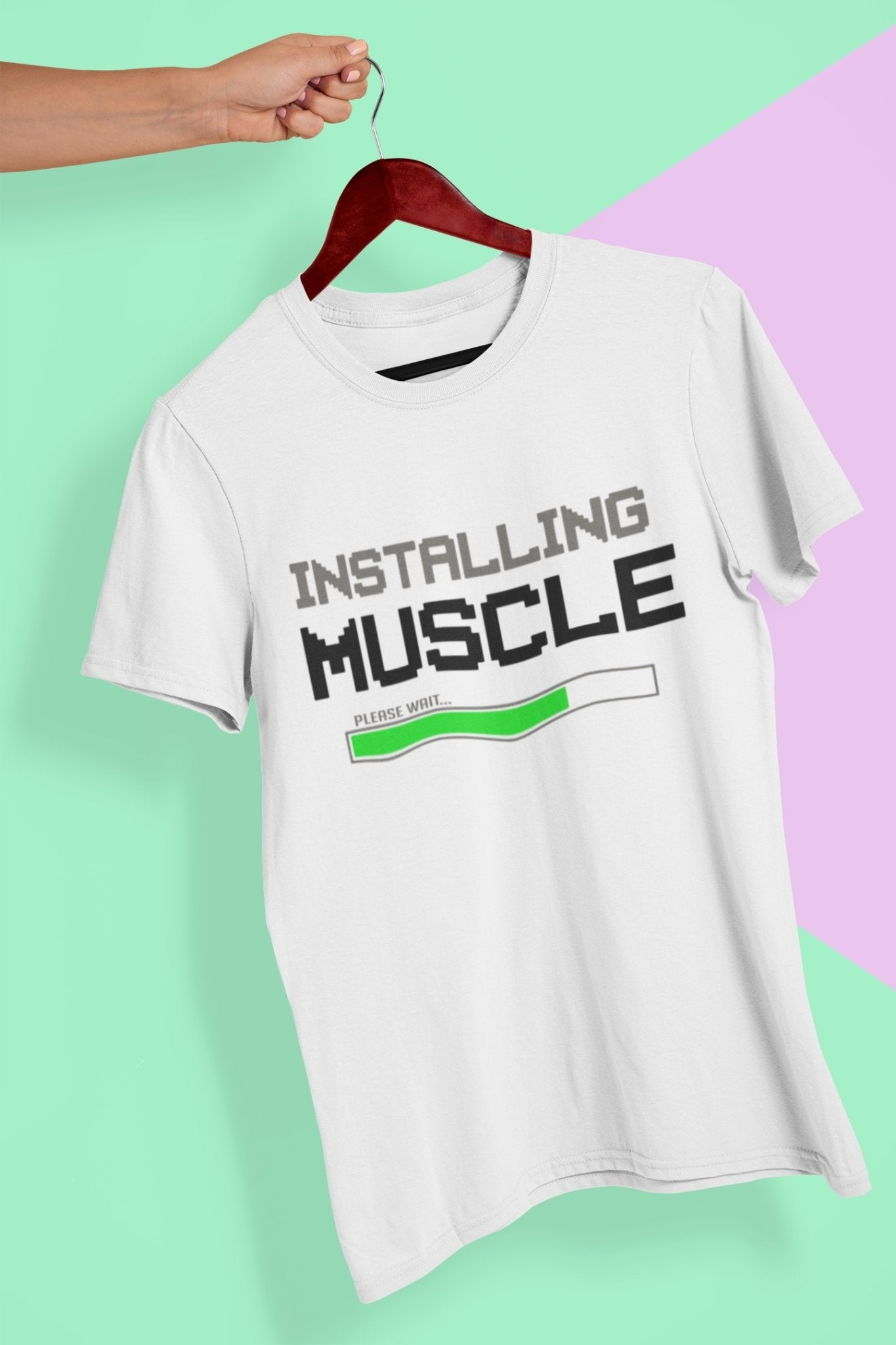 Installing Muscles Gym And Workout Mens Half Sleeves T-shirt- FunkyTeesClub - Funky Tees Club
