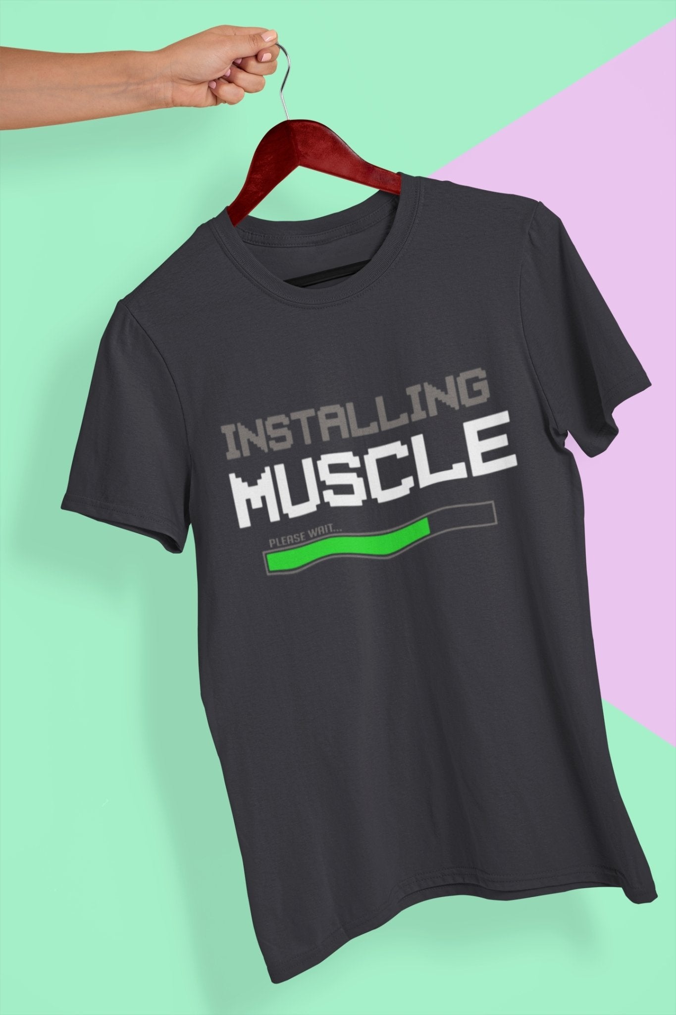 Installing Muscles Gym And Workout Mens Half Sleeves T-shirt- FunkyTeesClub - Funky Tees Club