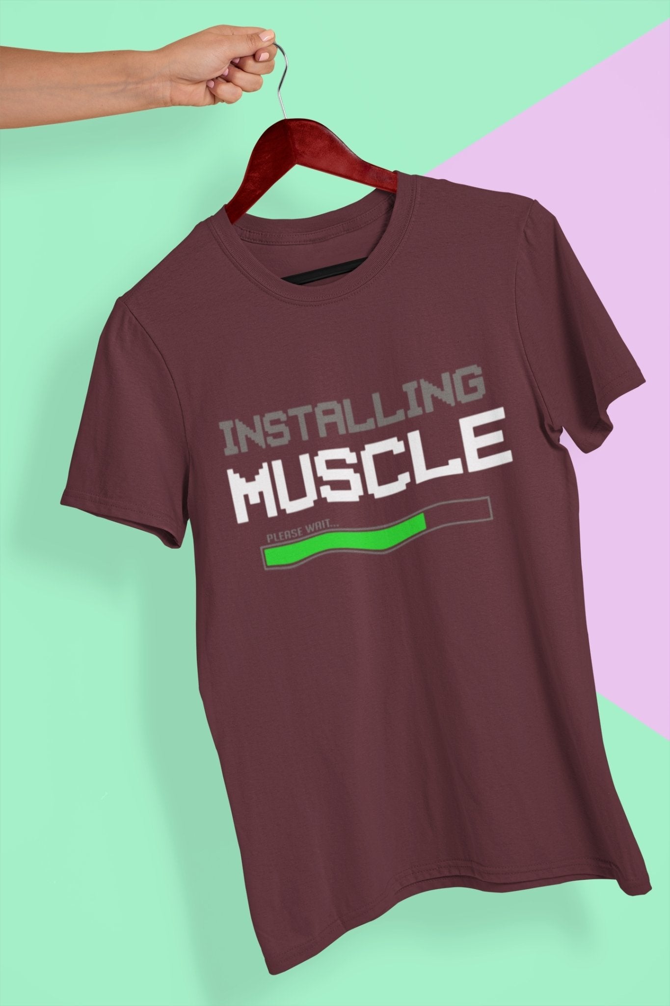 Installing Muscles Gym And Workout Women Half Sleeves T-shirt- FunkyTeesClub - Funky Tees Club