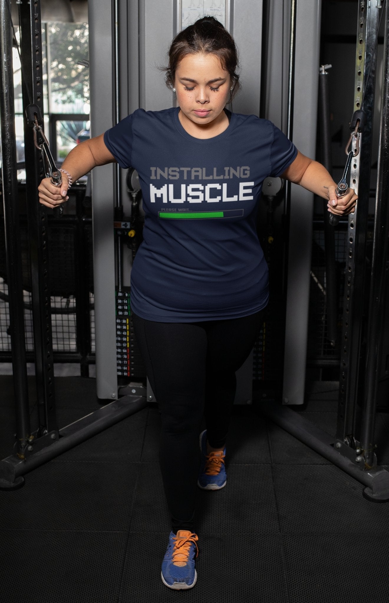 Installing Muscles Gym And Workout Women Half Sleeves T-shirt- FunkyTeesClub - Funky Tees Club