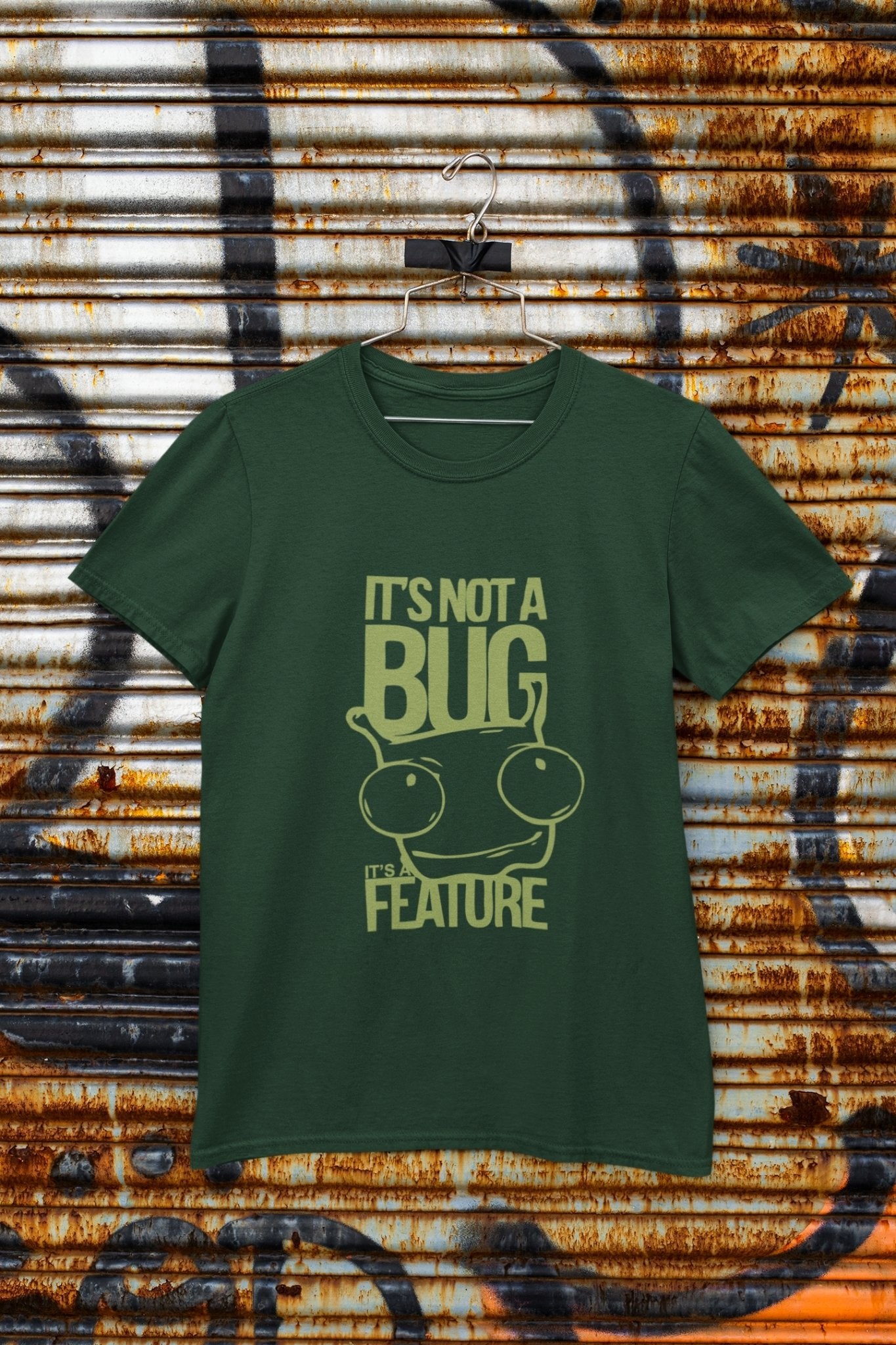 Its Not A Bug Typography Mens Half Sleeves T-shirt- FunkyTeesClub - Funky Tees Club