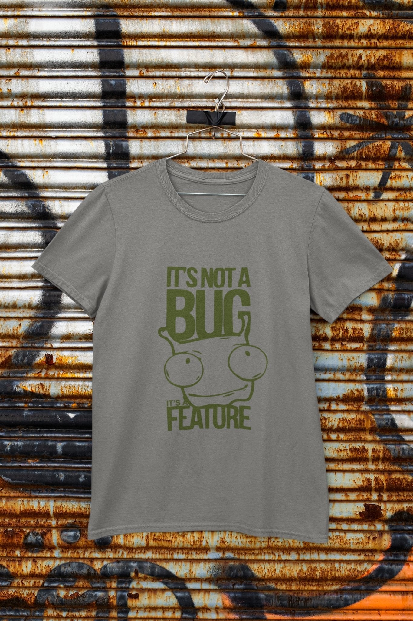 Its Not A Bug Typography Mens Half Sleeves T-shirt- FunkyTeesClub - Funky Tees Club