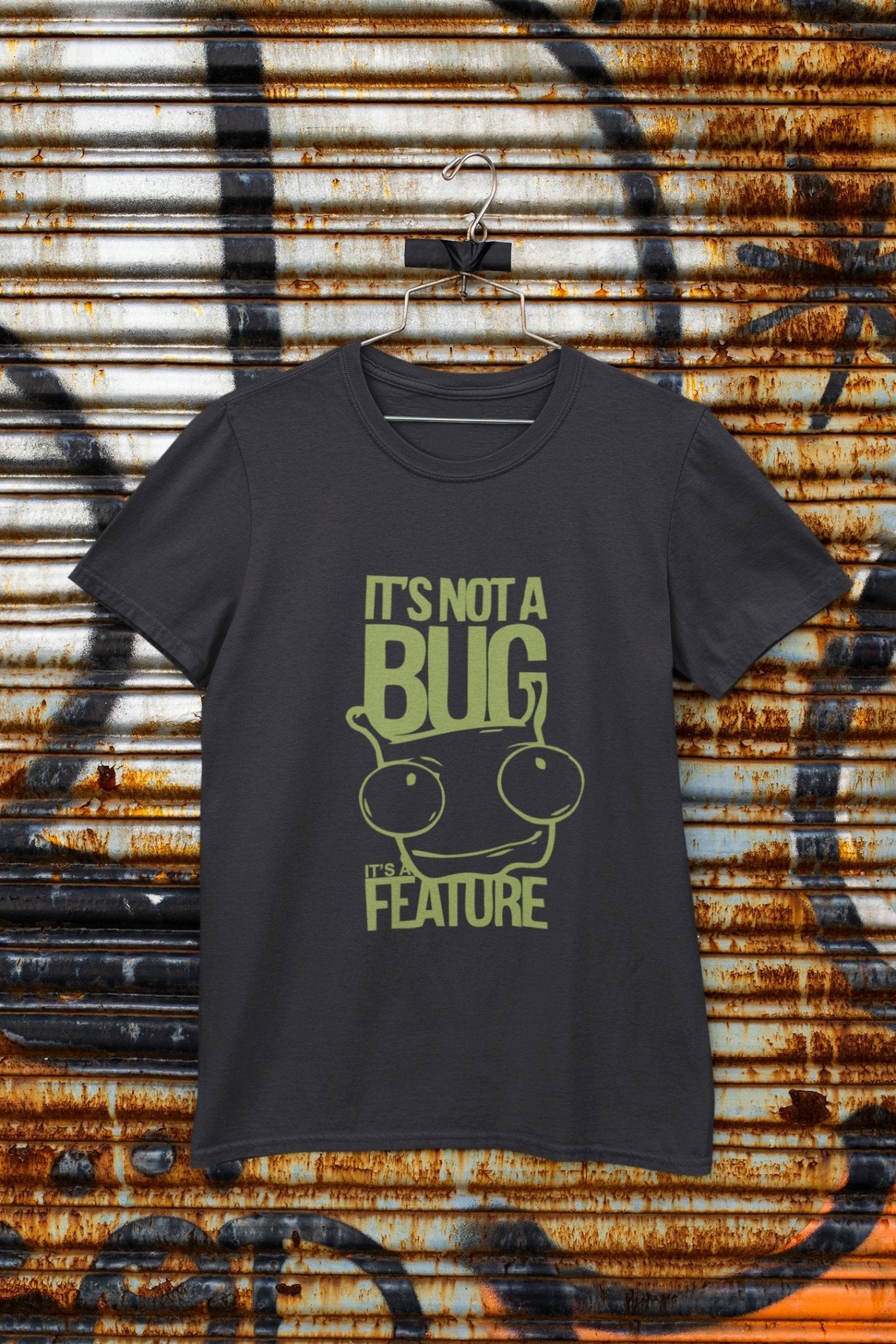 Its Not A Bug Typography Mens Half Sleeves T-shirt- FunkyTeesClub - Funky Tees Club