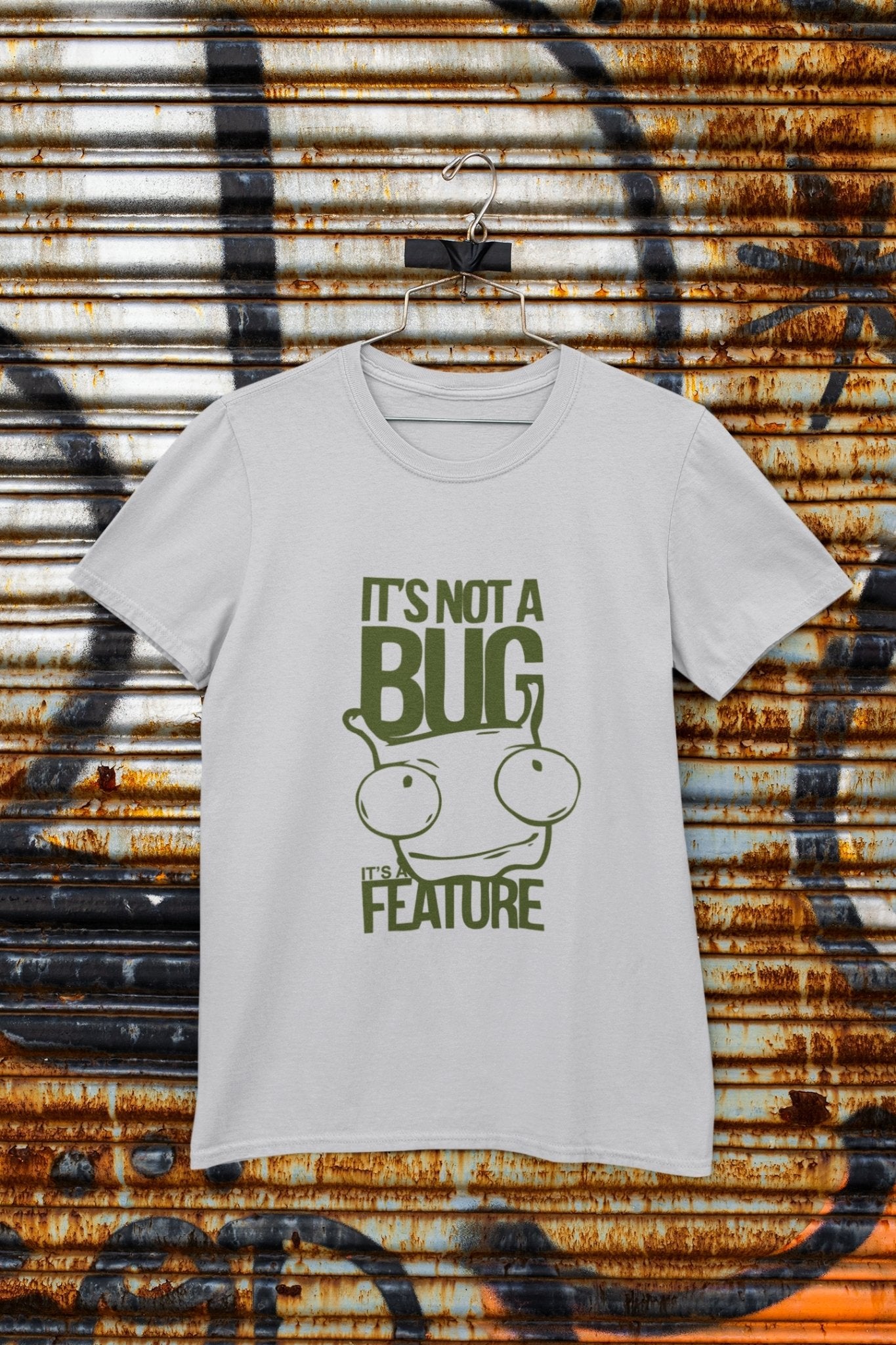 Its Not A Bug Typography Mens Half Sleeves T-shirt- FunkyTeesClub - Funky Tees Club